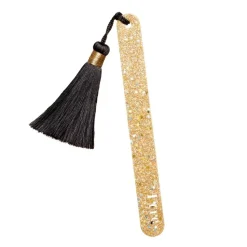 Glitzer Nagelfeile GOLD mit schwarzem Pompon | Kure BAZAAR