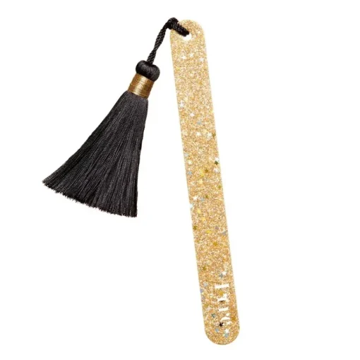 Glitzer Nagelfeile GOLD mit schwarzem Pompon | Kure BAZAAR