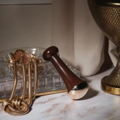Kansa Wand - Massagetool aus Teakholz mit Zinn & Kupfer für eine entgiftende Gesichtsmassage