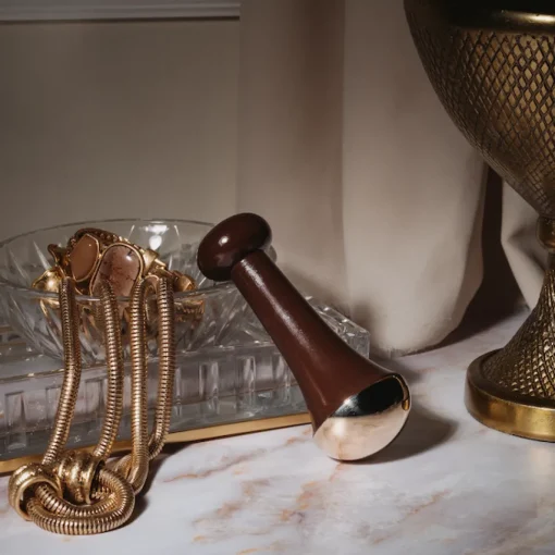 Kansa Wand - Massagetool aus Teakholz mit Zinn & Kupfer für eine entgiftende Gesichtsmassage