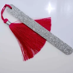 Pompom Nail File Silver-Fuchsia/ Glitzer Nagelfeile Silber